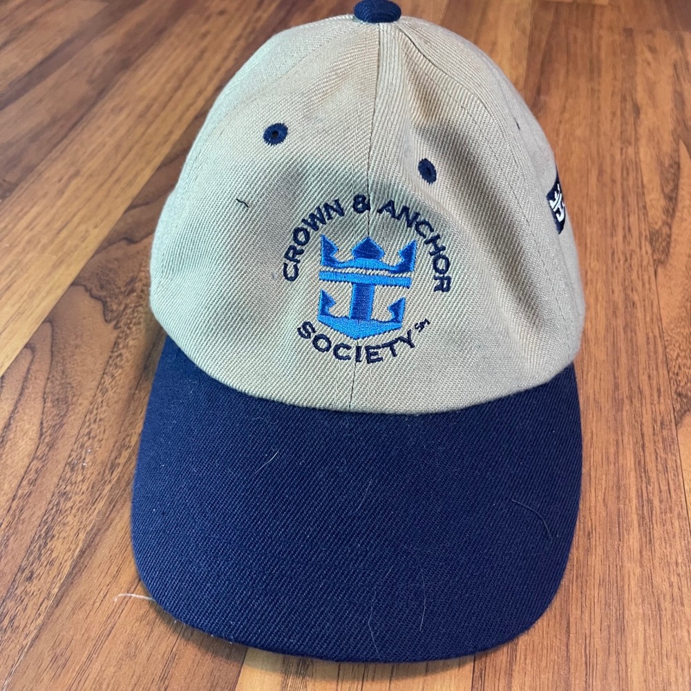Royal Caribbean Crown & Anchor Society Hat Mens OSFA Khaki Navy Blue Cruise Cap